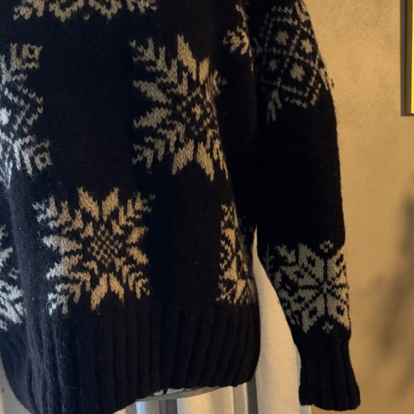 Brown and Cream Snowflake Sweater LLBean Wool - Picture 4 of 12